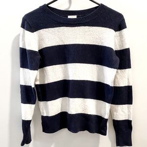 J Crew Navy and White Striped Sweater XS